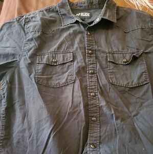 Mens black button up polo